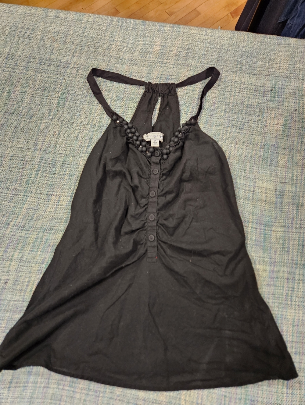 Y2K Goth Whimsigoth American Eagle Outfitters Black Beaded Halter Top